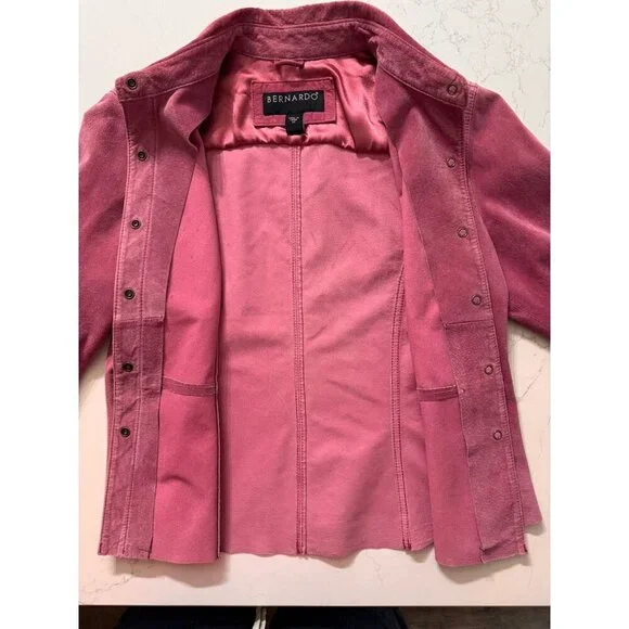 Bernardo Genuine Leather Jacket Womens 10p Hot Pink Motorcycle Bomber Minecraft